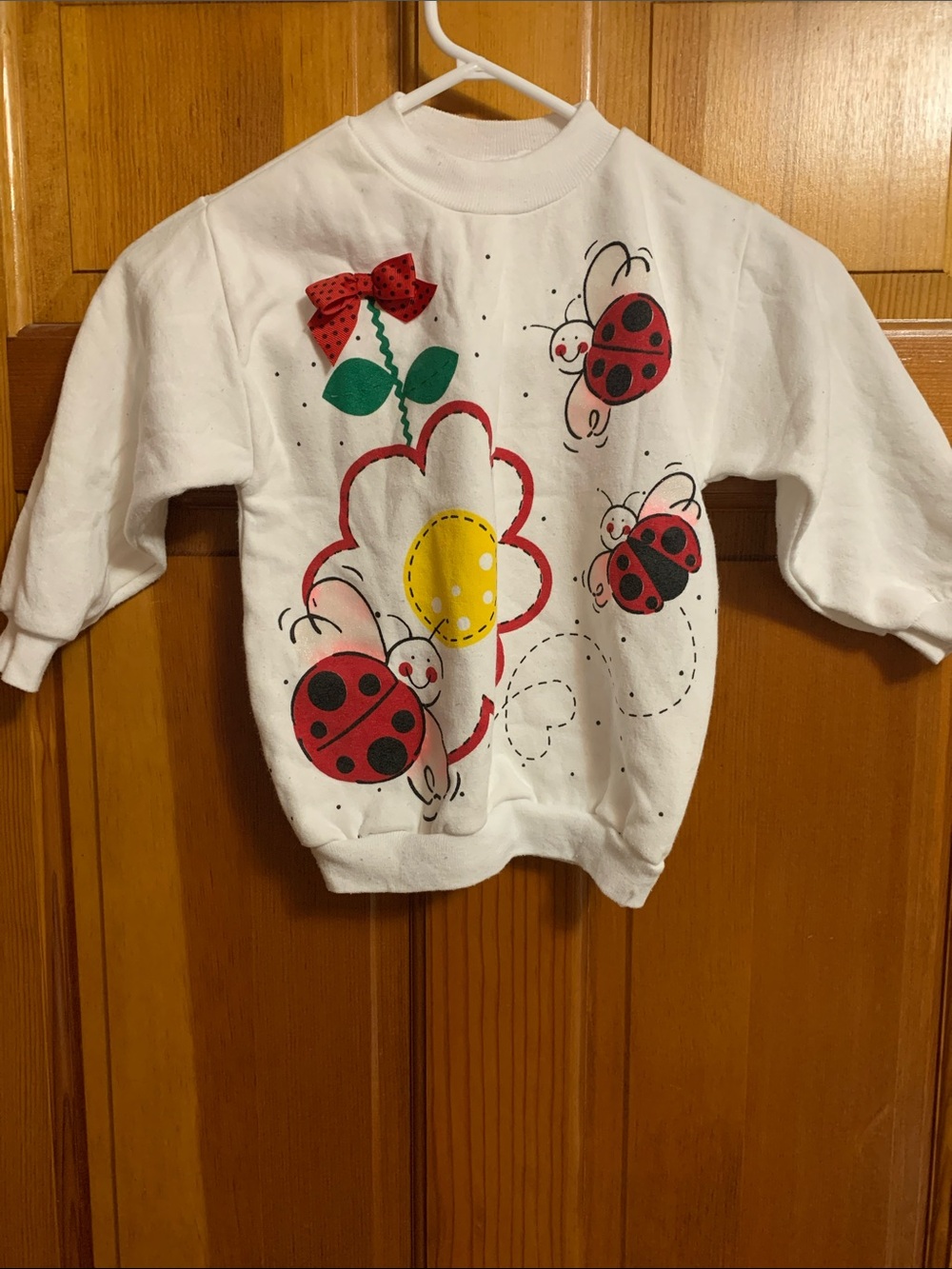 Girls White Buster Brown Lady Bug Sweater